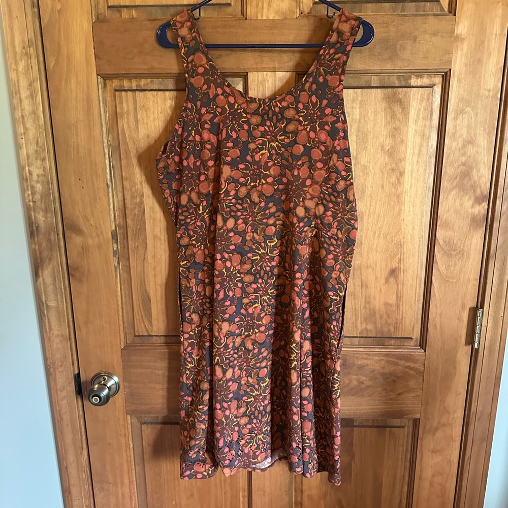 Toad&Co Brown and Auburn Floral petal Dress size large - Picture 7 of 8